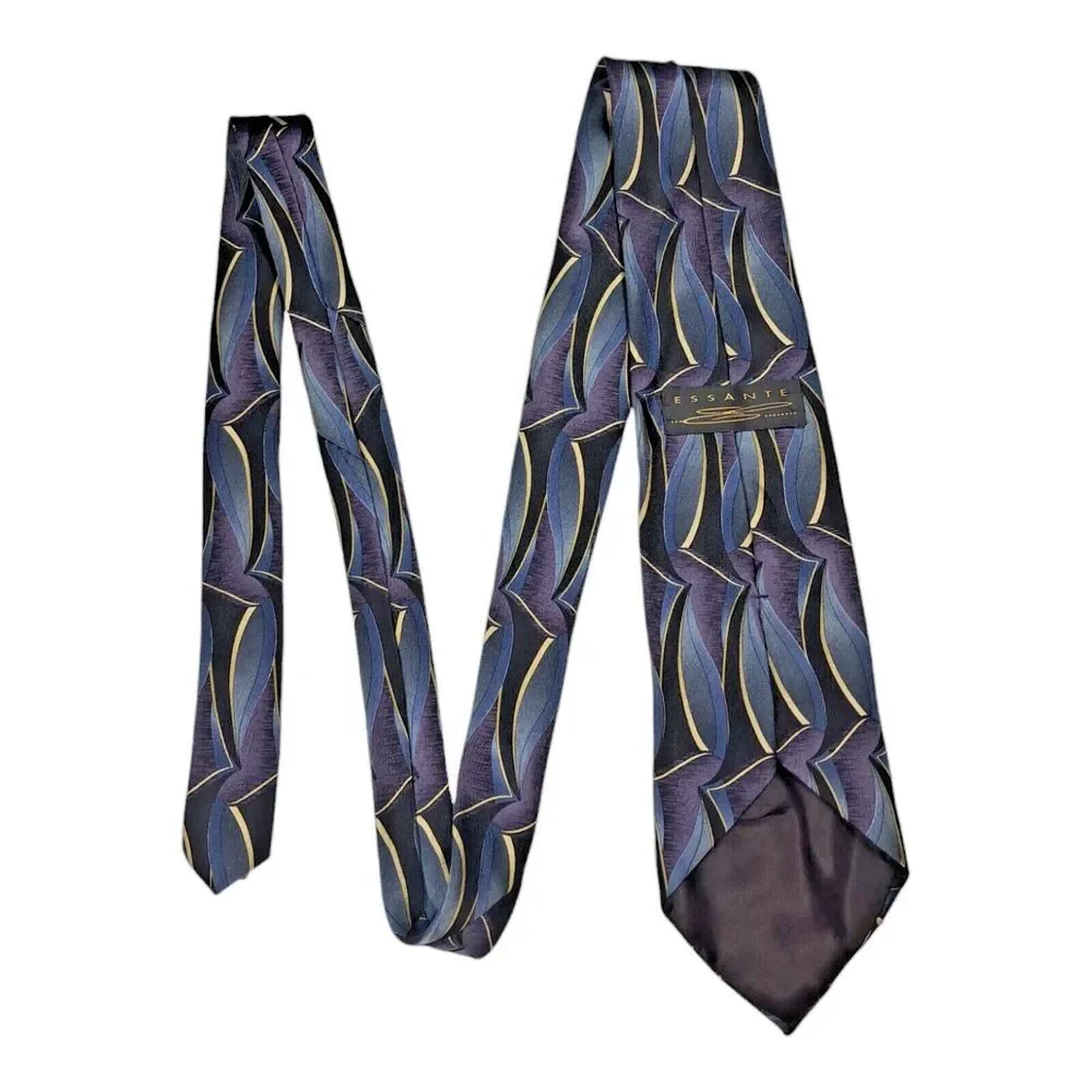 Vintage Essante Men's Tie Geometric Imported Silk 3.5 x 60 Classic Workwear USA‎